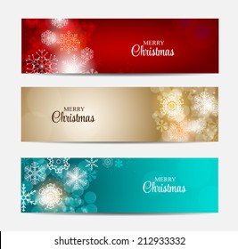 Christmas Snowflakes Website Header and Banner Set Background Vector Illustration EPS10 