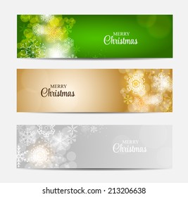 Christmas Snowflakes Website Header and Banner Set Background Vector Illustration EPS10 