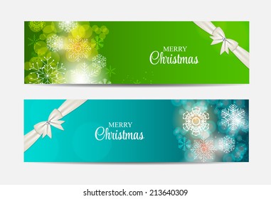 Christmas Snowflakes Website Header and Banner Set Background Vector Illustration EPS10 