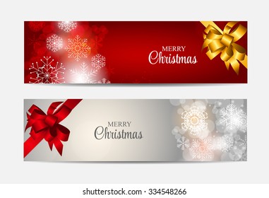 Christmas Snowflakes Website Header and Banner Set Background Vector Illustration EPS10 