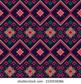 Christmas Snowflakes/Fair Isle Seamless Pattern/Print Background in Vector - suitable for both online/physical medium such as website resources, graphics, print designs, fashion textiles, knitwear
