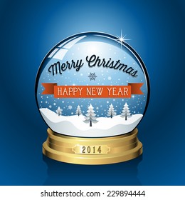 Christmas Snowglobe Background - Christmas themed greeting design.  Colors are global, file is layered and each object is grouped separately for easy editing.  