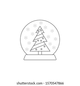 Christmas Snowglobe Line Icon On White Background 