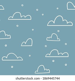 Nochebuena Nieve Big Doodle Clouds Impresión vectorial sin costura ilustración para envolver la decoración de papel
