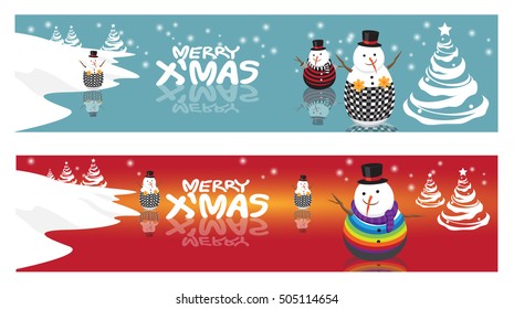 christmas snowman banner set