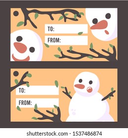 Christmas snowman card elements premium vector