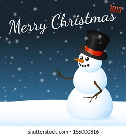 Christmas snowman card with falling snow
