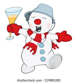 Christmas Snowman. Cartoon 
