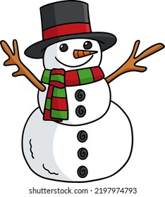 Christmas Snowman Cartoon Colored Clipart