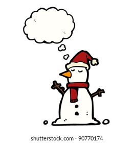 christmas snowman cartoon with thought bubble