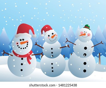 Christmas snowman character emoticon. The image is isolated from background. Can be used for gift card, wallpaper, poster, background, sticker, emoticon. High resolution image vector. 
