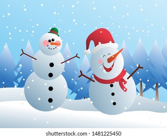 Christmas snowman character emoticon. The image is isolated from background. Can be used for gift card, wallpaper, poster, background, sticker, emoticon. High resolution image vector. 