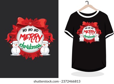 christmas snowman character with lettering t-shirt design...