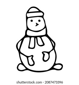 Christmas snowman doodle illustration hand drawn style