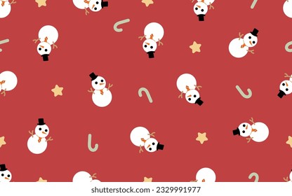 Christmas snowman doodle winter pattern