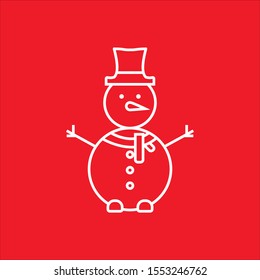 Christmas snowman  element in flat simple style on red background.