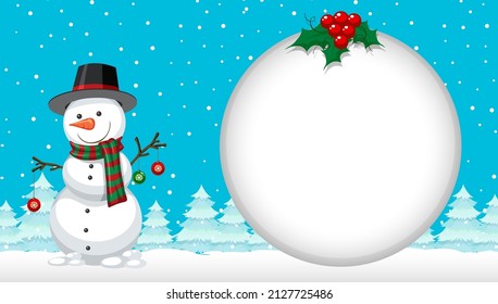 Christmas snowman with empty banner  illustration