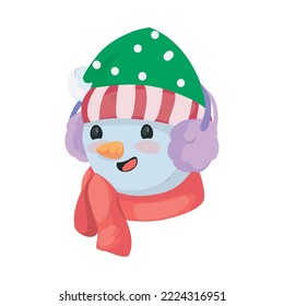 christmas snowman face over white