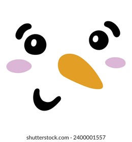 Christmas snowman face - vector illustration isolated on white background