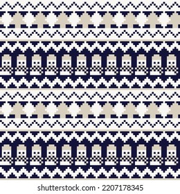 Christmas Snowman fair isle pattern design for fashion textiles, knitwear and graphics