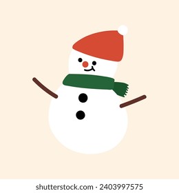 Christmas snowman - flat illustration