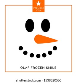 Christmas snowman frozen smile icon emoticon for Christmas greeting card. Vector illustration for kids.