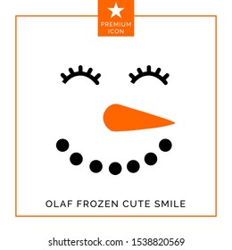 Christmas snowman frozen smile icon emoticon for Christmas greeting card. Vector illustration for kids.