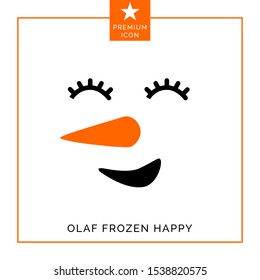 Christmas snowman frozen smile icon emoticon for Christmas greeting card. Vector illustration for kids.