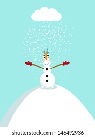 christmas snowman fun happy illustration