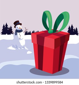 christmas snowman with gift