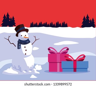 christmas snowman with gifts