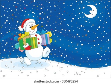 Christmas Snowman with gifts