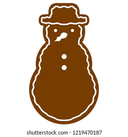 Christmas snowman gingerbread cookie. Vector illustration design