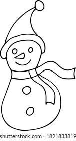 Weihnachtsschneemann in moderner, heller Farbe, handgezeichnet, Vektorgrafik
