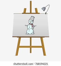 Christmas Snowman, hand drawn vector stock illustration