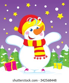 Christmas snowman is happy holiday