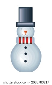 christmas snowman with hat icon flat