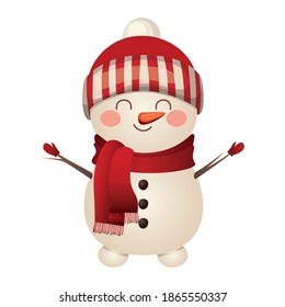 christmas snowman with hat icon vector illustration design