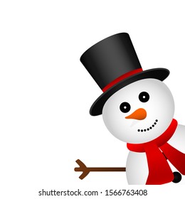 Christmas snowman in hat isolated on white