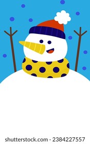 Christmas snowman in a hat and scarf