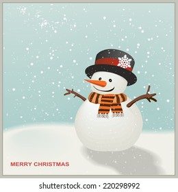 Christmas Snowman with hat and striped scarf