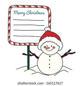 Christmas Snowman Holding Poster