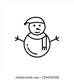 Christmas Snowman Icon. Snowman Custom Face Vector Icon. Clean and Simple Christmas Icon.