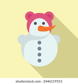 Christmas snowman icon flat vector. Winter happy New Year. Face funny