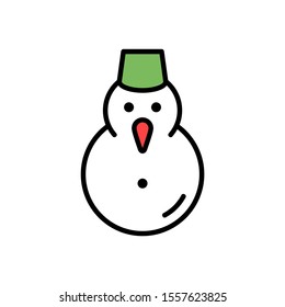 Christmas snowman icon. Isolated on White background