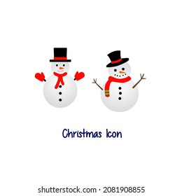 Christmas Snowman icon on white background flat vector image design.