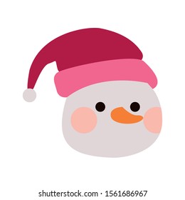 christmas snowman icon over white background, vector illustration