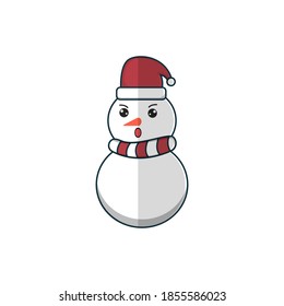 Christmas Snowman Icon Vector Flat Background