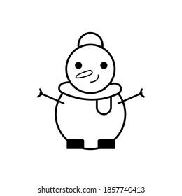 Christmas Snowman Icon Vector Flat Background
