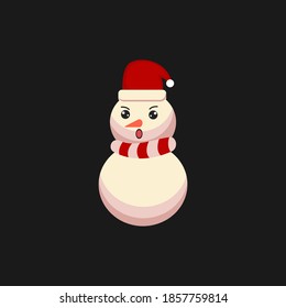 Christmas Snowman Icon Vector Flat Background
